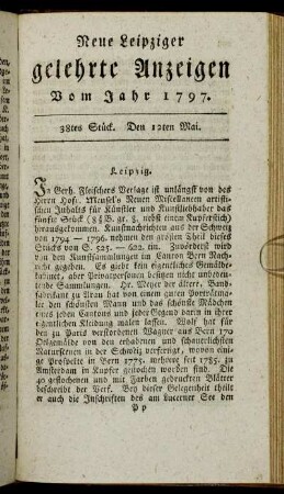 38tes Stück. Den 12ten Mai.