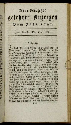 38tes Stück. Den 12ten Mai.