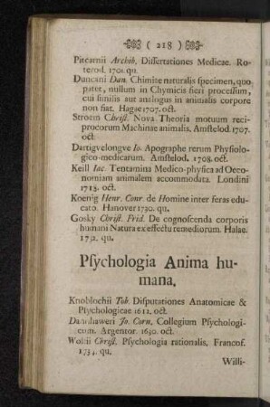 Psychologia Anima humana.