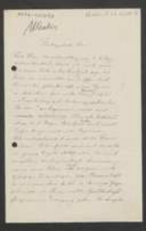 Brief von Arthur Minks an Unbekannt