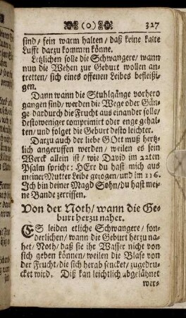 Von der Noth / wann die Geburt herzu nahet - Aus was Ursachen etlichen Frauen die Geburt so harte ankommet