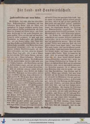 Für Land- und Hauswirthschaft.