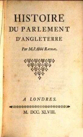Histoire Du Parlement D'Angleterre