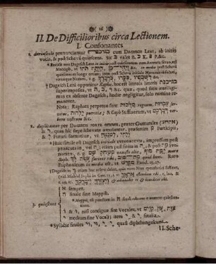 II. De Difficilioribus circa Lectionem