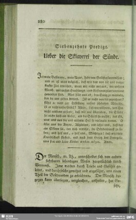 Siebenzehnte Predigt. Ueber die Sklaverei der Sünde