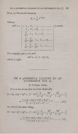 On a q-formula leading to an expression for ... .