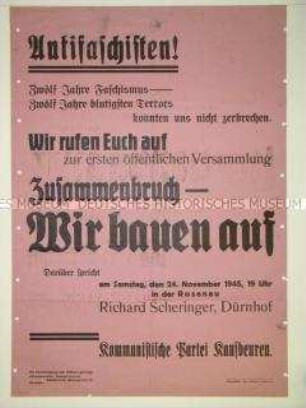Aufruf zu einer Versammlung der KPD Kaufbeuren