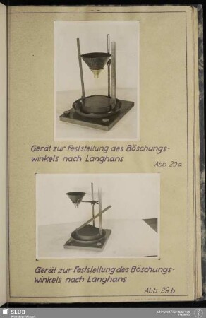 Abb. 29a Gerät zur Feststellung des Böschungswinkels nach Langhans Abb. 29b Gerät zur Feststellung des Böschungswinkels nach Langhans