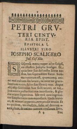 Petri Gruteri Centuria Epist. Epistola I. - X.