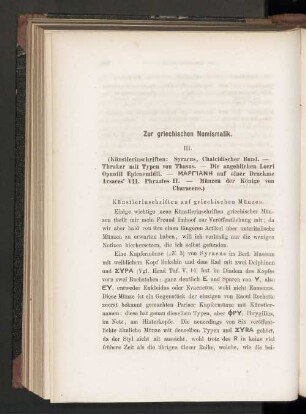 Zur griechischen Numismatik