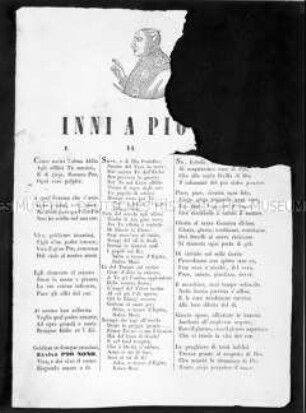 Anonymes Flugblatt: Inni a Pio (Hymnen auf Papst Pius IX); undatiert