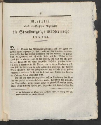 Vorschlag eines provisorischen Reglements ...