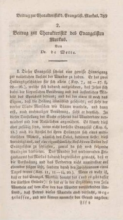789-791 Beitrag zur Charakteristik des Evangelisten Markus
