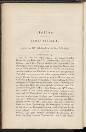 Italien. Erster Abschnitt. Meister des XV. Jahrhunders und ihre Nachfolger.