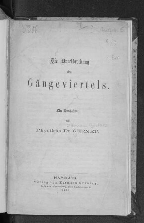 Die Durchbrechung des Gängeviertels : ein Gutachten