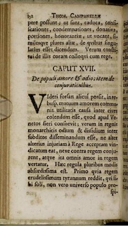 Caput XVII. De populi amore & odio ; item de conjurationibus.