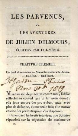 Les Parvenus, Ou Les Aventures De Julien Delmours, Écrites Par Lui-Même, 2