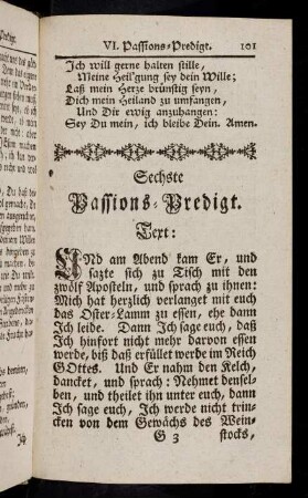 101-121, Sechste Passions-Predigt