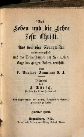 Das Leben und die Lehre Jesu Christi, 2