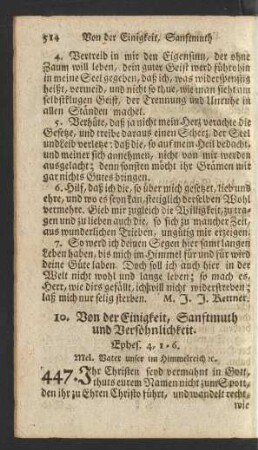 10. Von der Einigkeit, Sanftmuth und Versöhnlichkeit