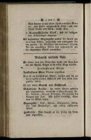 Mechanisch würkende Gifte. - Metallische Gifte.