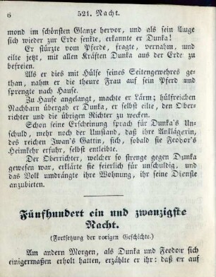 Fünfhundert ein und zwanzigste Nacht