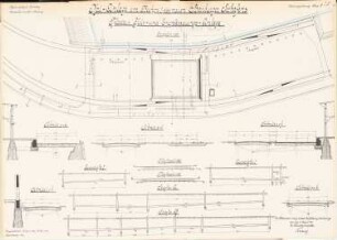 Kaianlagen am Becken I des Hafens, Hamburg-Harburg: Pflaster-, Gleis- und Entwässerungsanlage: Lageplan 1:500, Schnitte 1:100