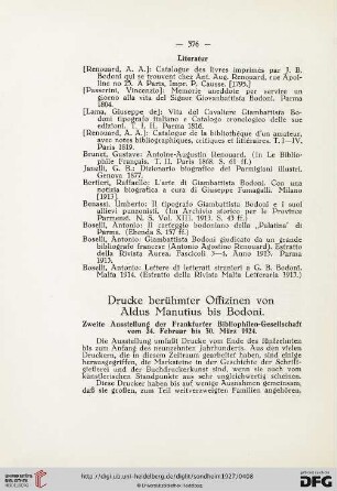 Drucke berühmter Offizinen von Aldus Manutius bis Bodoni