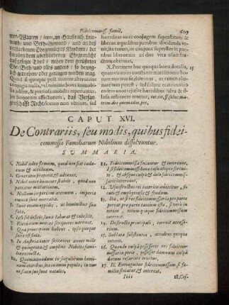 Caput XVI. De Contrariis, seu modis, quibus fideicommissa Familiarum Nobilium dissolvuntur