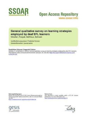 General qualitative survey on learning strategies employed by deaf EFL learners