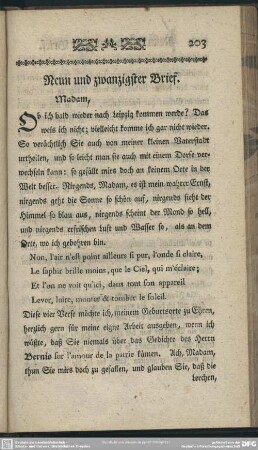 Neun und zwanzigster Brief
