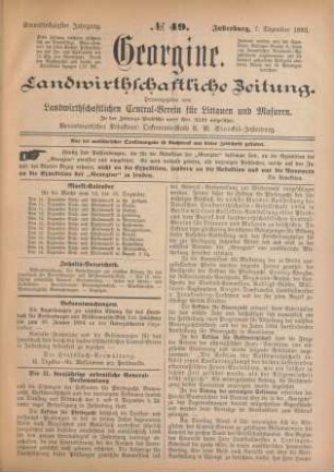 Einundsechzigster Jahrgang. No. 49. Insterburg, 7. Dezember 1893.