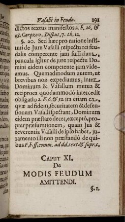 Caput XI. De Modis Feudum Amittendi