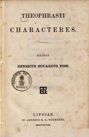 Theophrasti Characteres