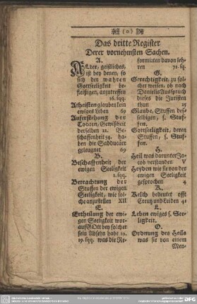 Das dritte Register. Derer vornehmsten Sachen