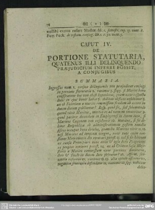 Caput IV. De Portione Statutaria, Quatenus Illi Delinquendo Praeiudicium Inferri Possit, A Coniugibus