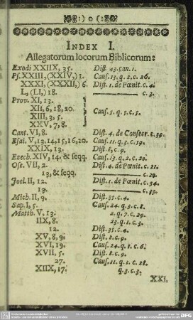 Index I. Allegatorum locorum Biblicorum