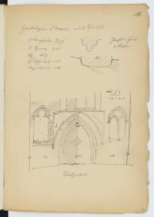 Marienkirche, Gardelegen: Ansicht Portal, Details (aus: Skizzen- und Fotoalbum 28)