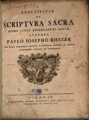 Exercitatio De Scriptvra Sacra Primo Ivris Ecclesiastici Fonte