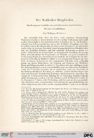 78: Der Waldecker Burgfrieden : Ein Beitrag zur geschichte der mittelrheinischen Ganerbschaften
