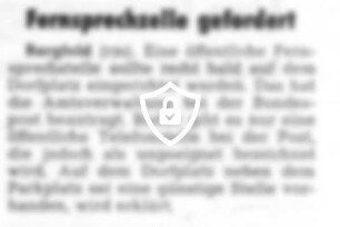 Fernsprechzelle gefordert
