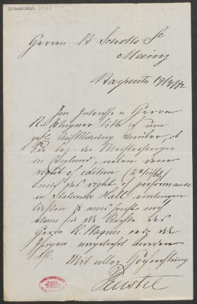 Brief an B. Schott's Söhne : 19.04.1882