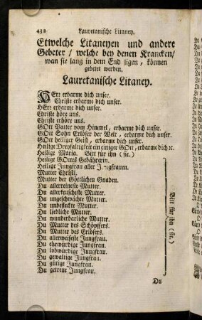 432-434, Lauretanische Litaney; ...