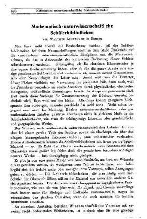 Mathematisch-naturwissenschaftliche Schülerbibliotheken