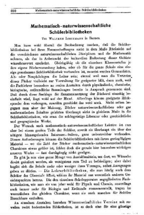 Mathematisch-naturwissenschaftliche Schülerbibliotheken
