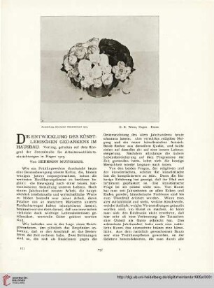 10: Die Entwicklung des künstlerischen Gedankens im Hausbau : Vortrag, gehalten auf dem Kongreß der Zentralstelle für Arbeiterwohlfahrtseinrichtungen in Hagen 1905
