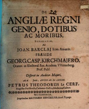 De Angliae regni genio, dotibus ac moribus