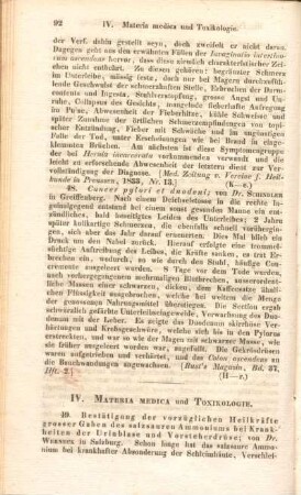 IV. Materia medica und Toxikologie.