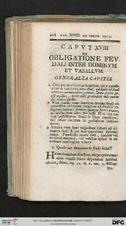 Caput XVIII: De obligatione feudali inter dominum et vasallum