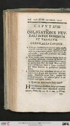 Caput XVIII: De obligatione feudali inter dominum et vasallum